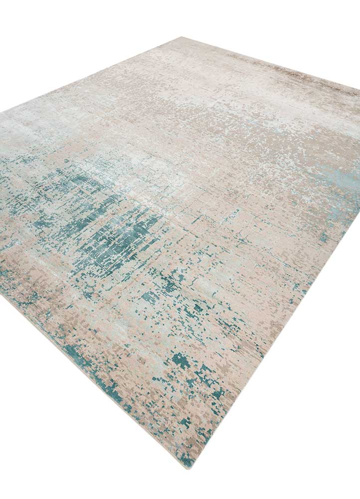 chaos theory by kavi ivory wool and bamboo silk Hand Knotted Rug - FloorShot