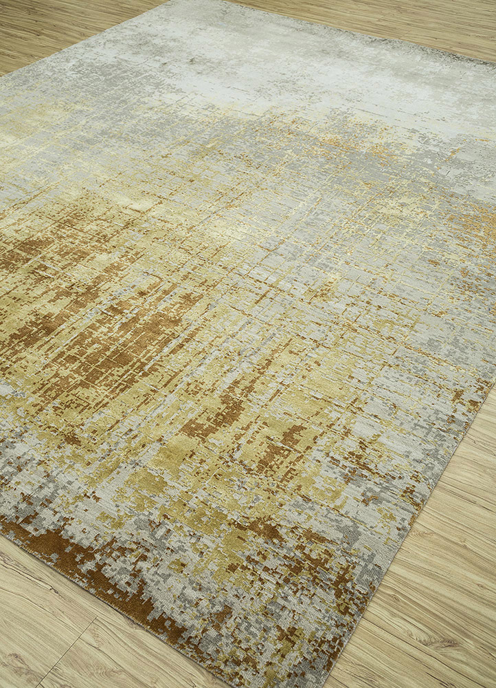 chaos theory by kavi ivory wool and bamboo silk Hand Knotted Rug - FloorShot