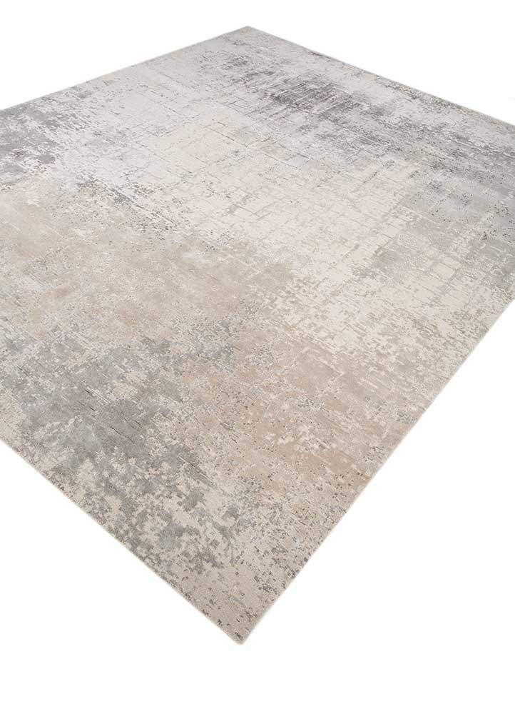 chaos theory by kavi ivory wool and bamboo silk Hand Knotted Rug - FloorShot