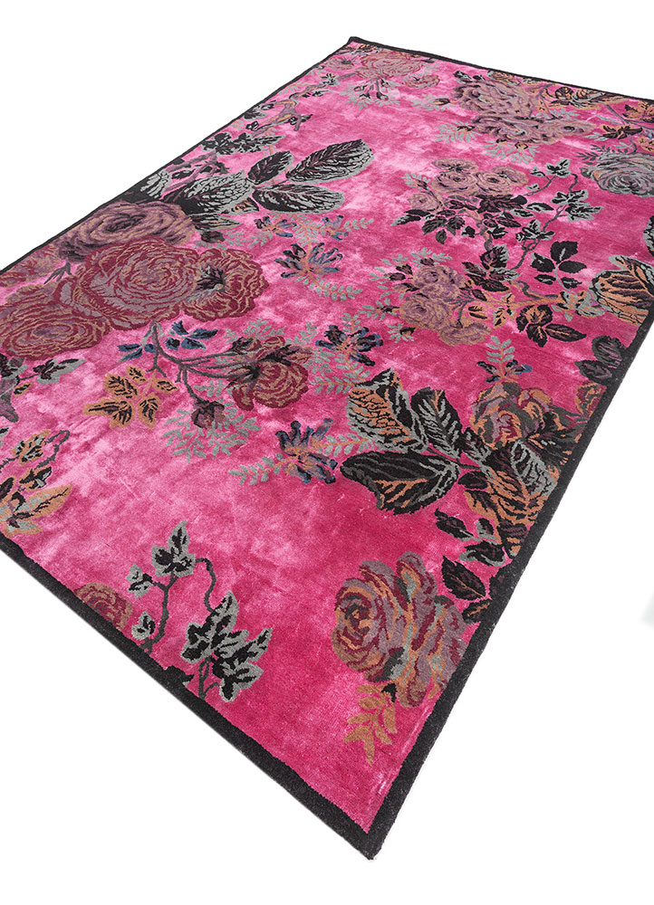 gilded age red and orange wool and bamboo silk Hand Knotted Rug - FloorShot