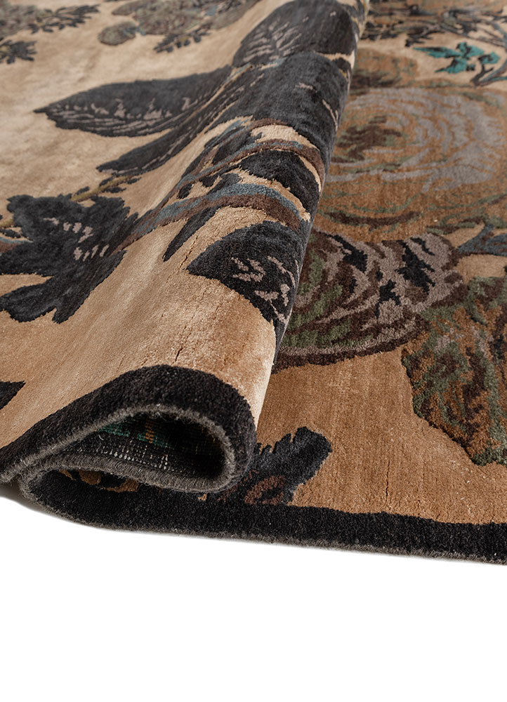 gilded age gold wool and bamboo silk Hand Knotted Rug - FloorShot