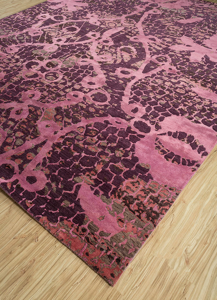 pansy pink and purple wool and bamboo silk Hand Knotted Rug - FloorShot pansy pink and purple wool and bamboo silk Hand Knotted Rug - FloorShot