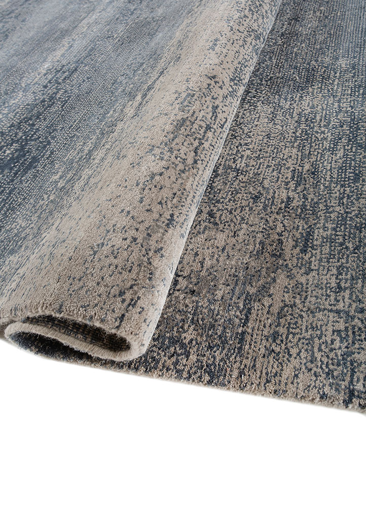 afterglow by kavi grey and black wool and bamboo silk Hand Knotted Rug - FloorShot