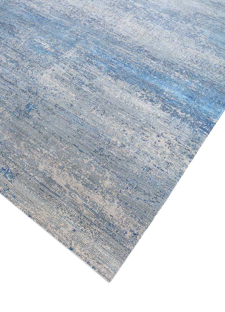 afterglow by kavi grey and black wool and bamboo silk Hand Knotted Rug - FloorShot