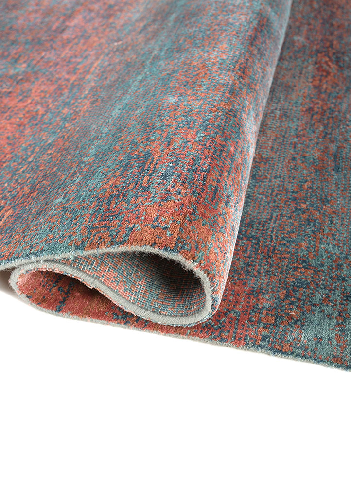 afterglow by kavi blue wool and bamboo silk Hand Knotted Rug - FloorShot