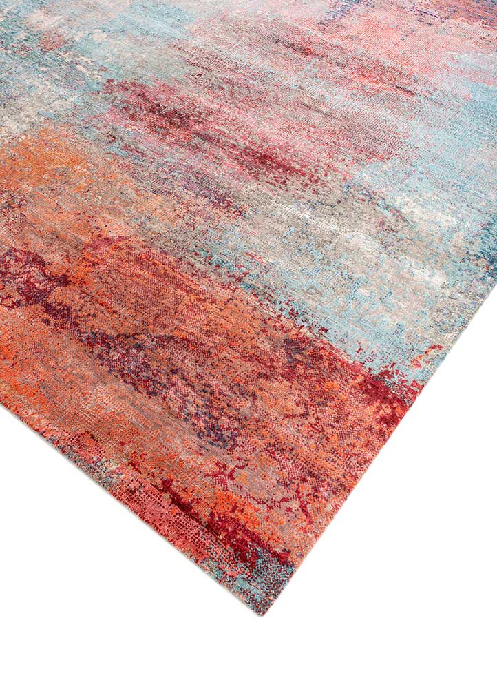 afterglow by kavi pink and purple wool and bamboo silk Hand Knotted Rug - FloorShot
