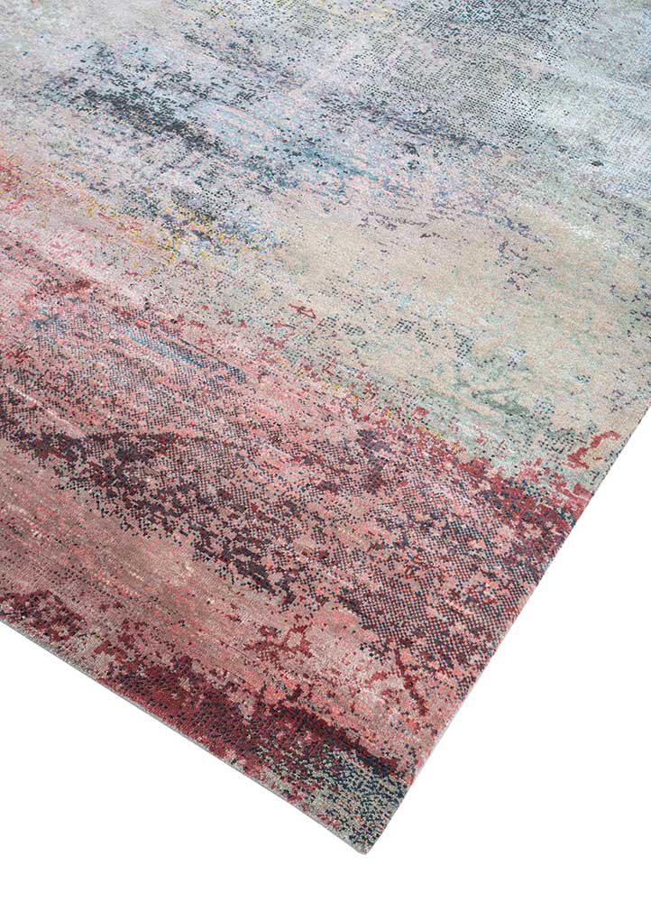 afterglow by kavi green wool and bamboo silk Hand Knotted Rug - FloorShot