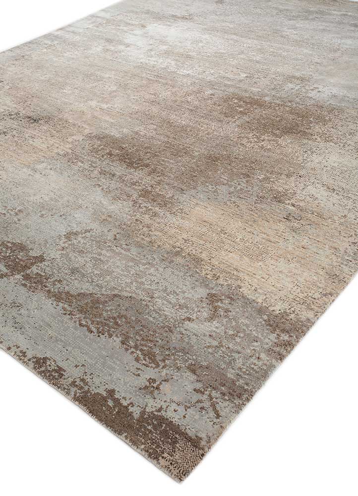 afterglow by kavi ivory wool and bamboo silk Hand Knotted Rug - FloorShot
