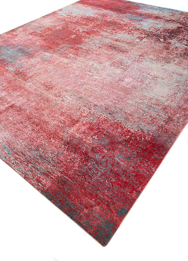 afterglow by kavi red and orange wool and bamboo silk Hand Knotted Rug - FloorShot