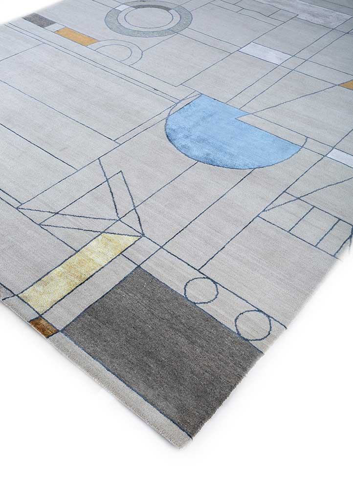 chaos theory by kavi grey and black wool and bamboo silk Hand Knotted Rug - FloorShot