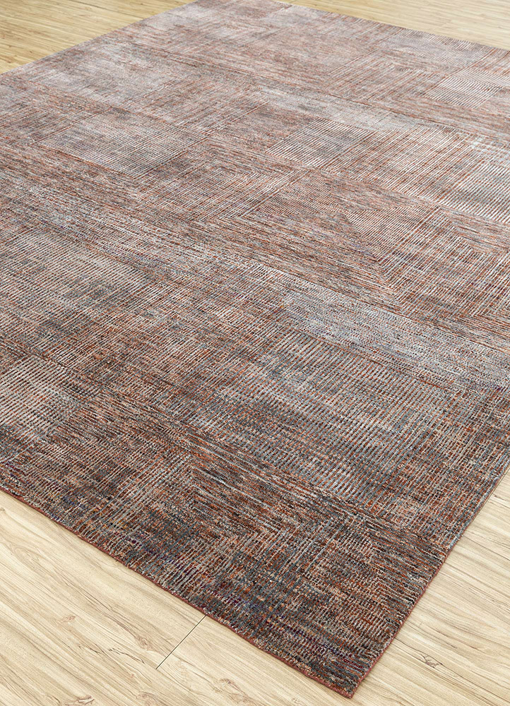 chaos theory by kavi beige and brown wool and bamboo silk Hand Knotted Rug - FloorShot