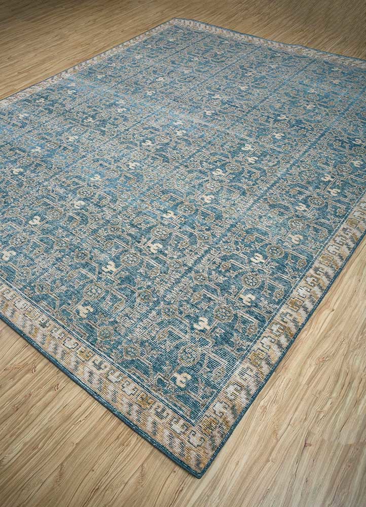 erbe blue wool Hand Knotted Rug - FloorShot erbe blue wool Hand Knotted Rug - FloorShot