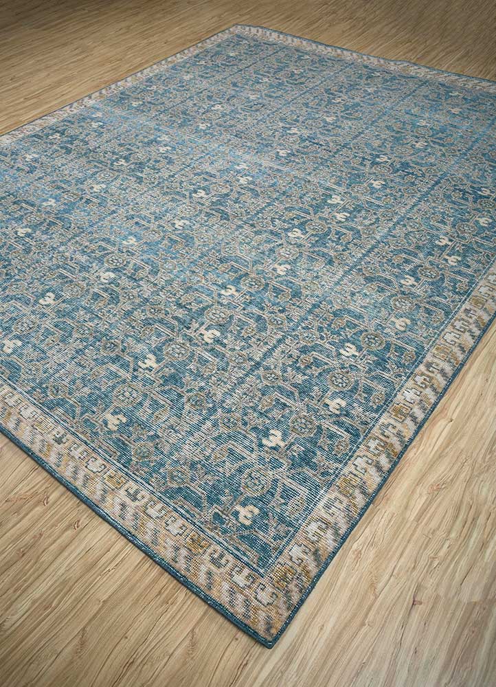 erbe blue wool Hand Knotted Rug - FloorShot