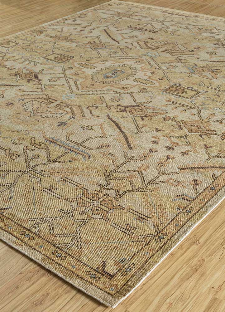 erbe beige and brown wool Hand Knotted Rug - FloorShot