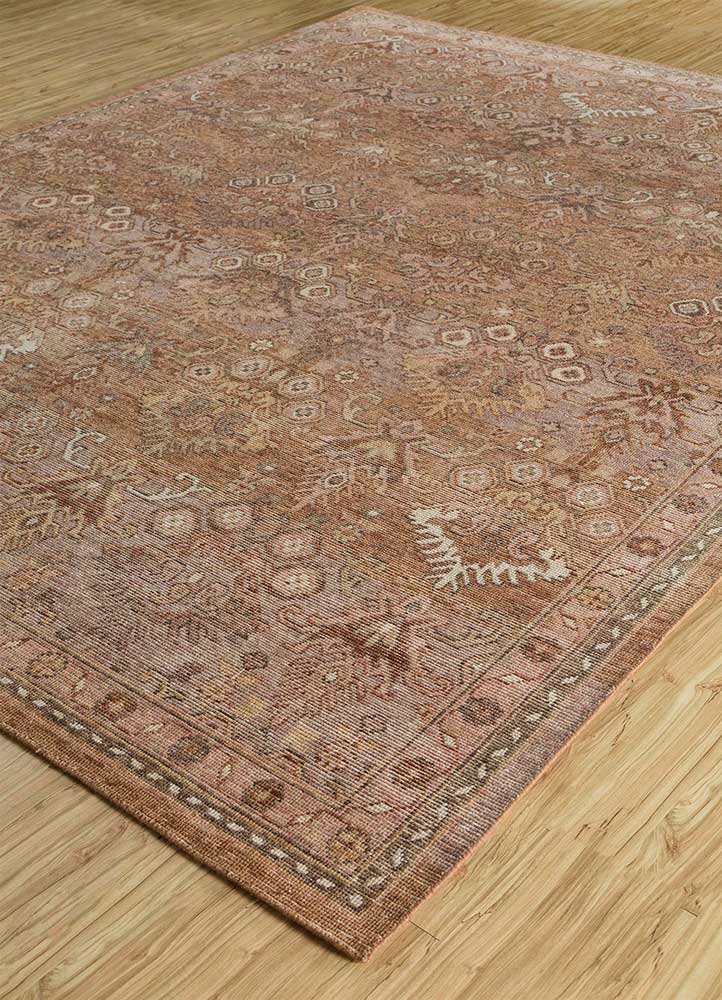 erbe beige and brown wool Hand Knotted Rug - FloorShot