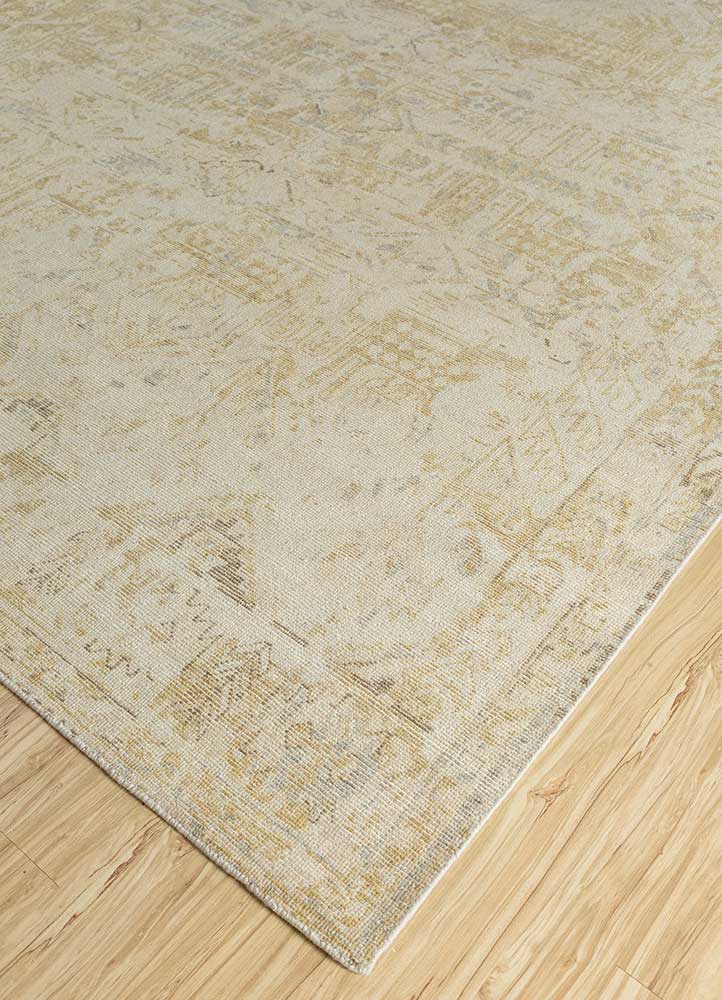 erbe beige and brown wool Hand Knotted Rug - FloorShot