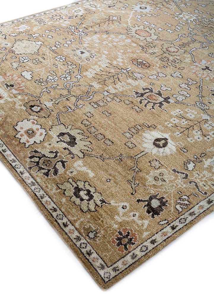 erbe beige and brown wool Hand Knotted Rug - FloorShot erbe beige and brown wool Hand Knotted Rug - FloorShot