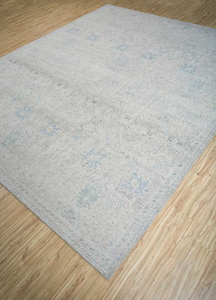 erbe blue wool Hand Knotted Rug - FloorShot