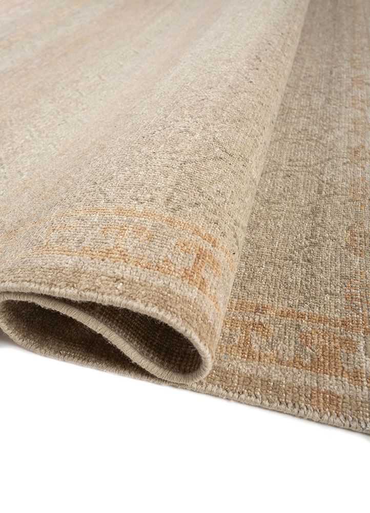 aprezo beige and brown wool Hand Knotted Rug - FloorShot