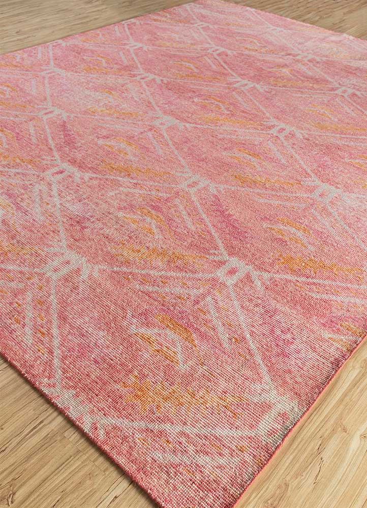 erbe red and orange wool Hand Knotted Rug - FloorShot
