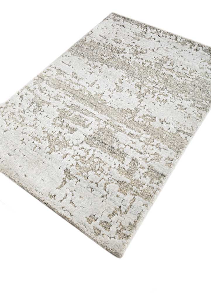 saga beige and brown wool and viscose Hand Loom Rug - FloorShot