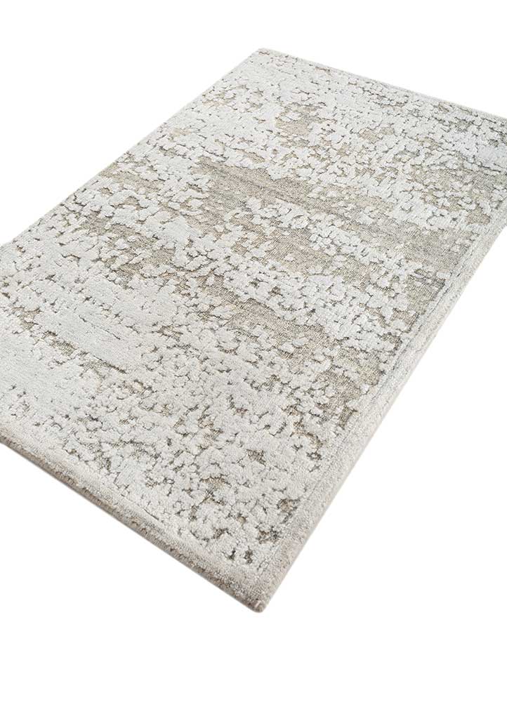 saga beige and brown wool and viscose Hand Loom Rug - FloorShot