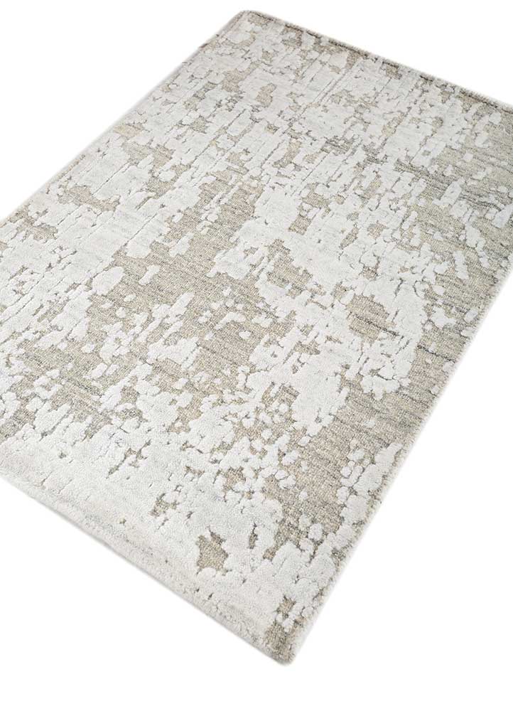 saga beige and brown wool and viscose Hand Loom Rug - FloorShot
