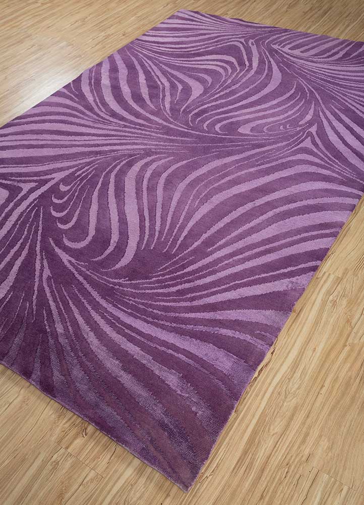 clan pink and purple wool and bamboo silk Hand Knotted Rug - FloorShot