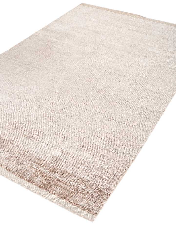 acar beige and brown wool and bamboo silk Hand Loom Rug - FloorShot