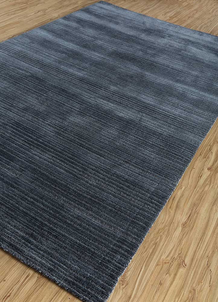 tesoro grey and black wool and bamboo silk Hand Loom Rug - FloorShot