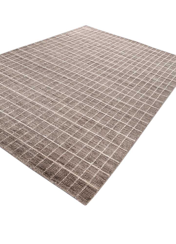 acar beige and brown wool Hand Loom Rug - FloorShot