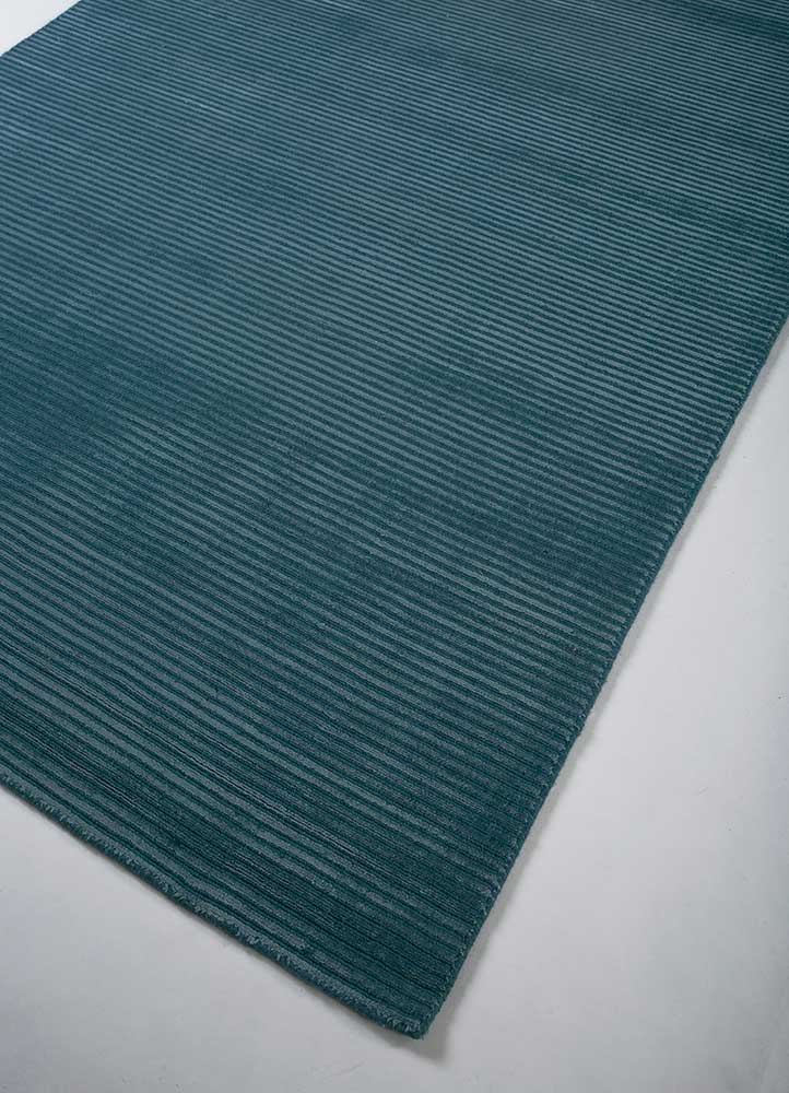 basis blue wool and viscose Hand Loom Rug - FloorShot