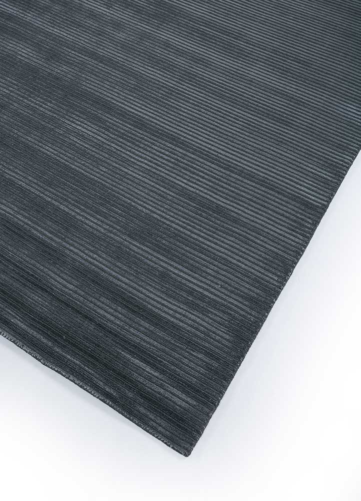 basis grey and black wool and viscose Hand Loom Rug - FloorShot