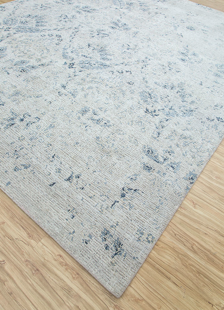 far east grey and black wool and silk Hand Knotted Rug - FloorShot far east grey and black wool and silk Hand Knotted Rug - FloorShot