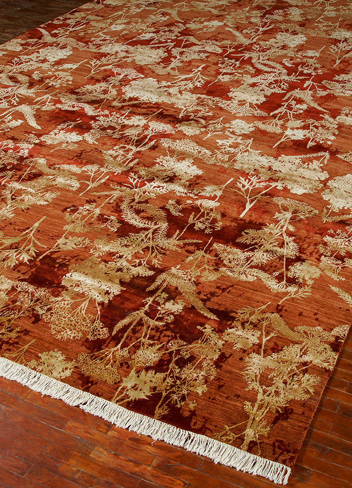 pansy red and orange wool and silk Hand Knotted Rug - FloorShot pansy red and orange wool and silk Hand Knotted Rug - FloorShot