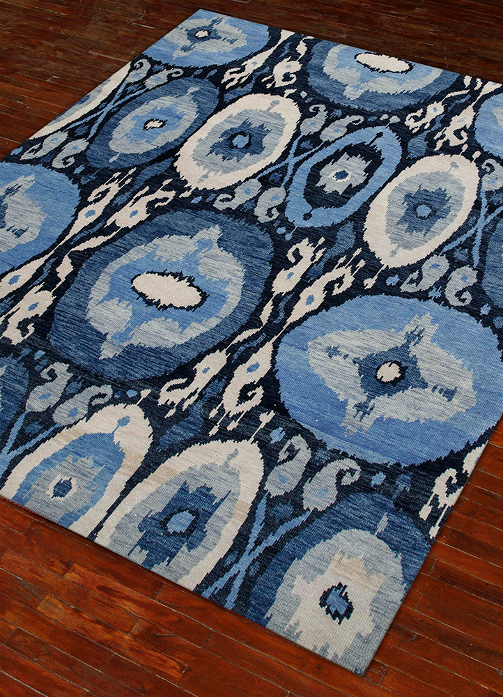 savana blue wool Hand Knotted Rug - FloorShot