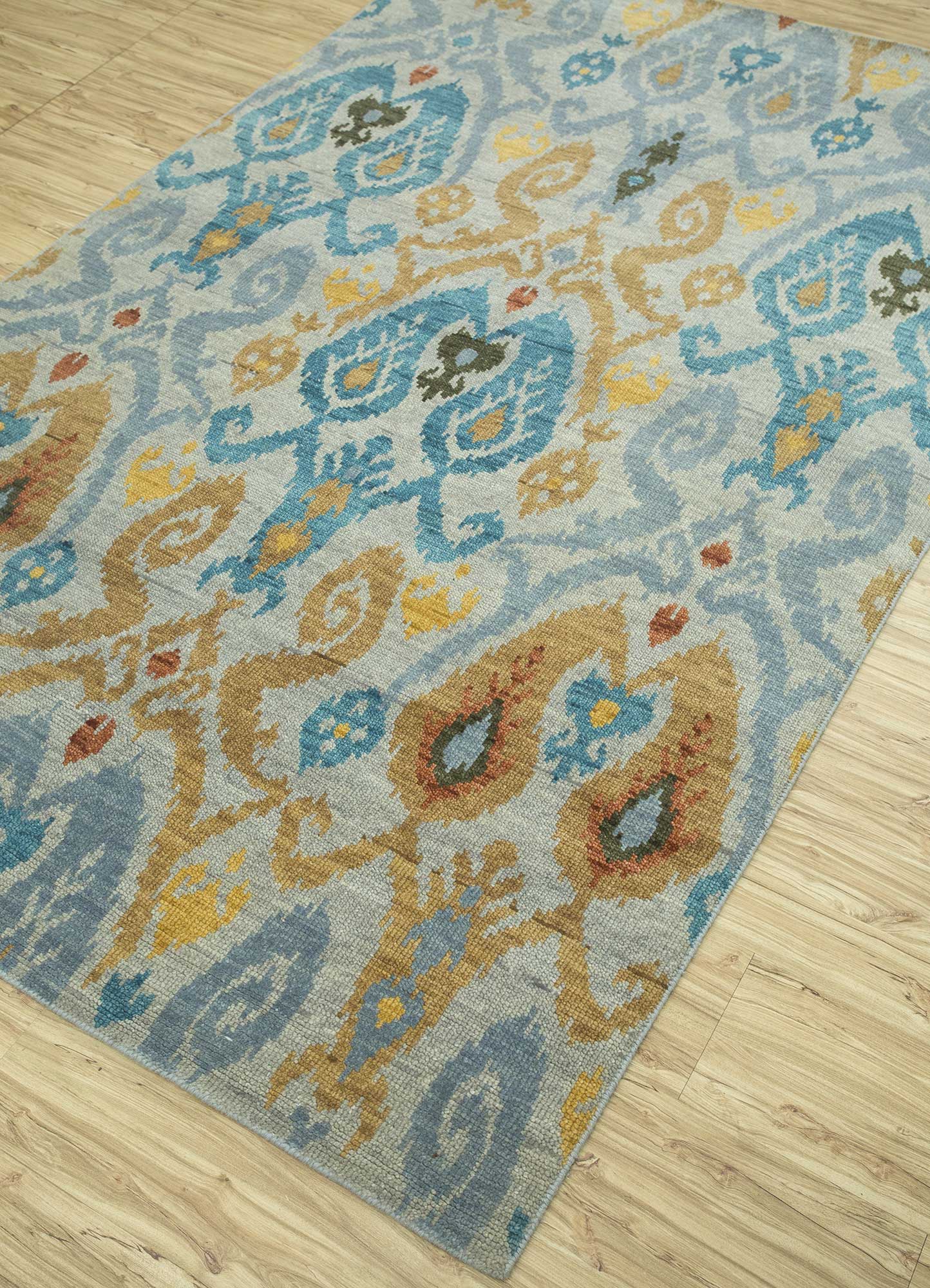 savana blue wool Hand Knotted Rug - FloorShot