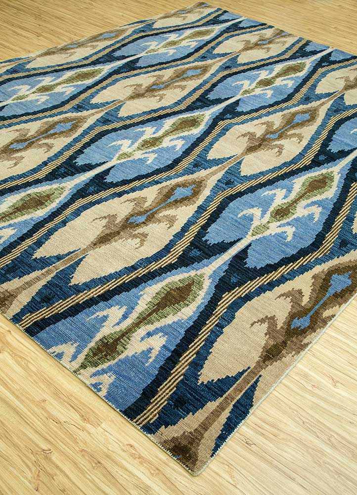 savana blue wool Hand Knotted Rug - FloorShot