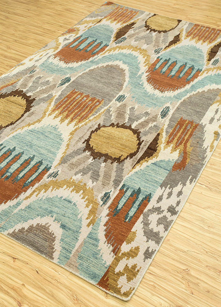 savana beige and brown wool Hand Knotted Rug - FloorShot