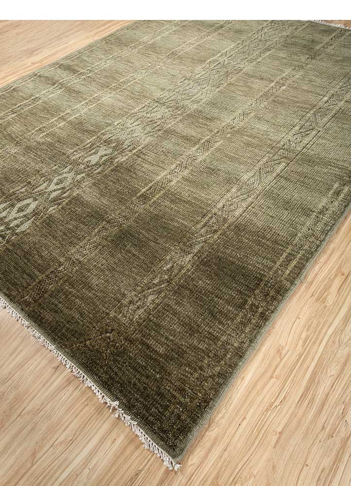 thyme green wool Hand Knotted Rug - FloorShot