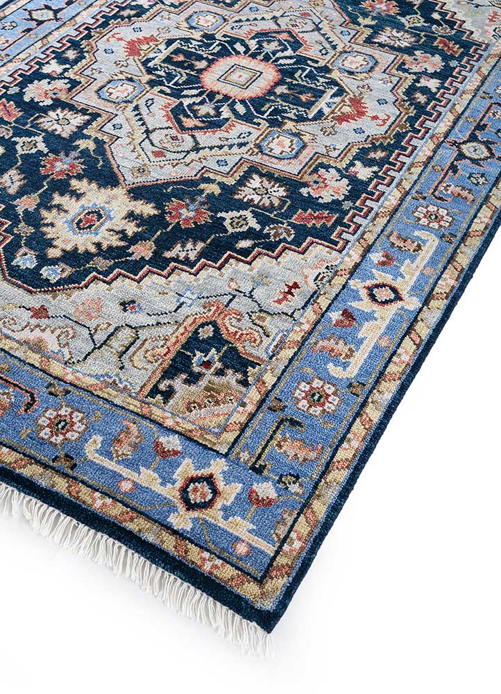 savana blue wool Hand Knotted Rug - FloorShot