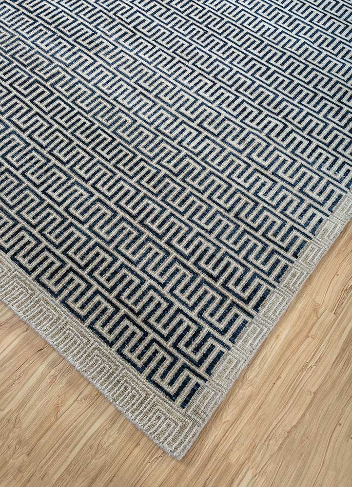 thyme blue wool Hand Knotted Rug - FloorShot