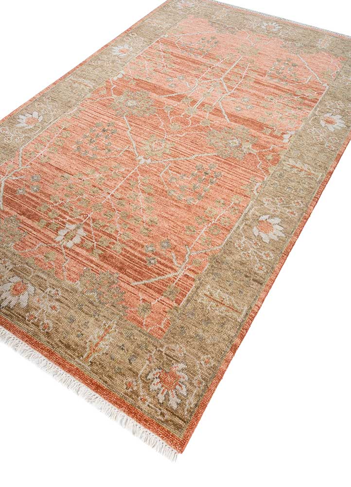 savana red and orange wool Hand Knotted Rug - FloorShot