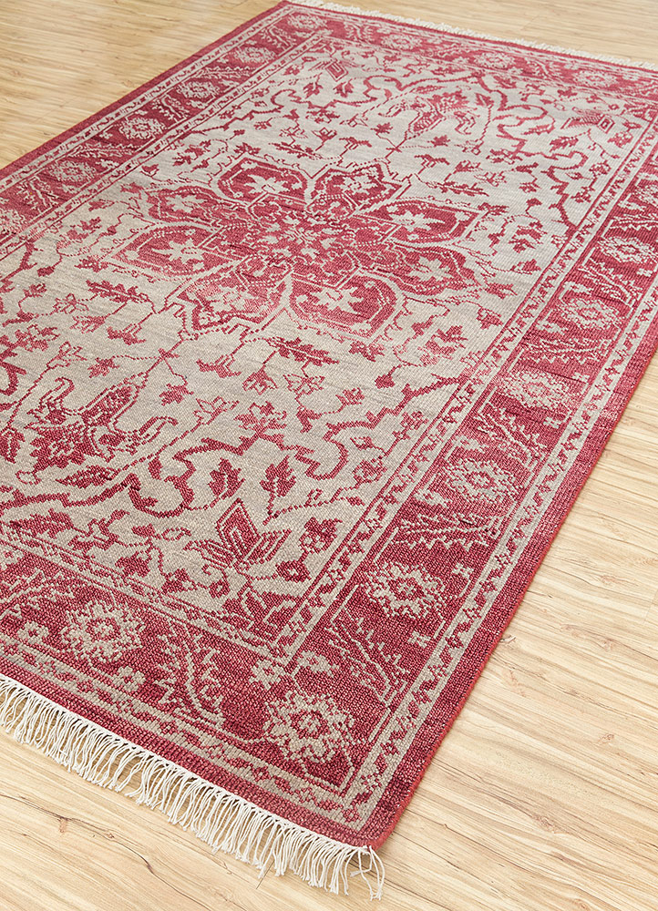 savana red and orange wool Hand Knotted Rug - FloorShot