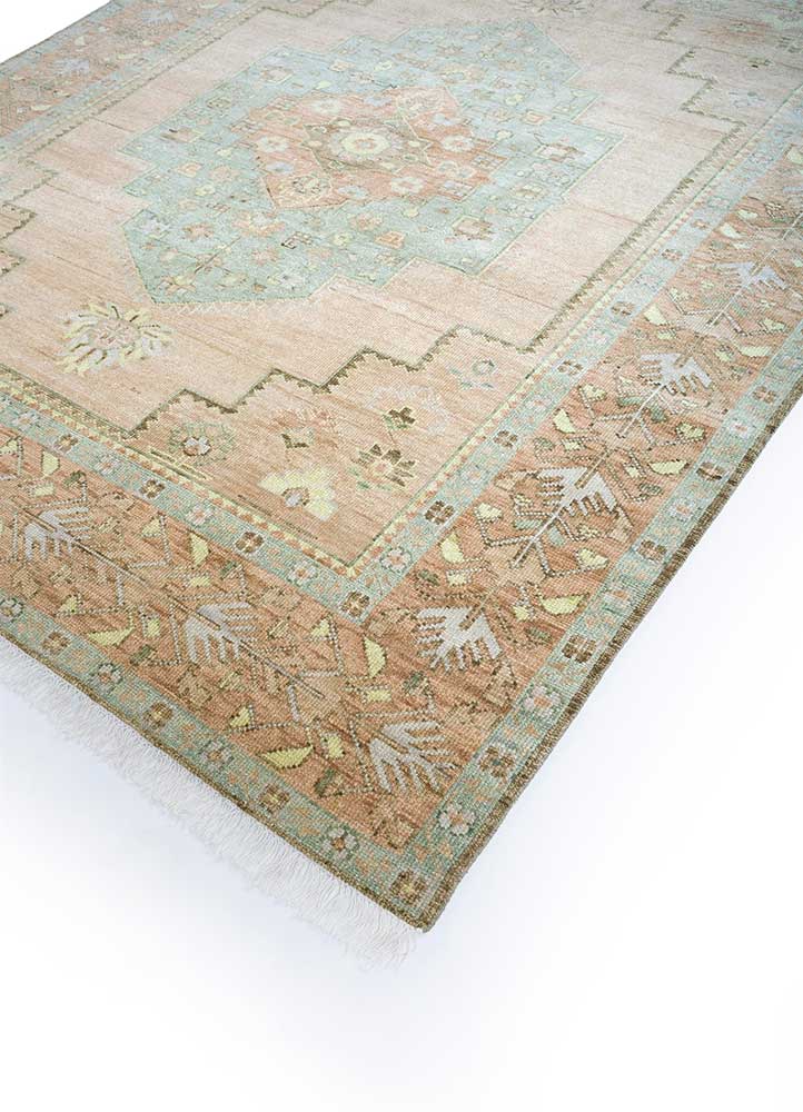 savana beige and brown wool Hand Knotted Rug - FloorShot