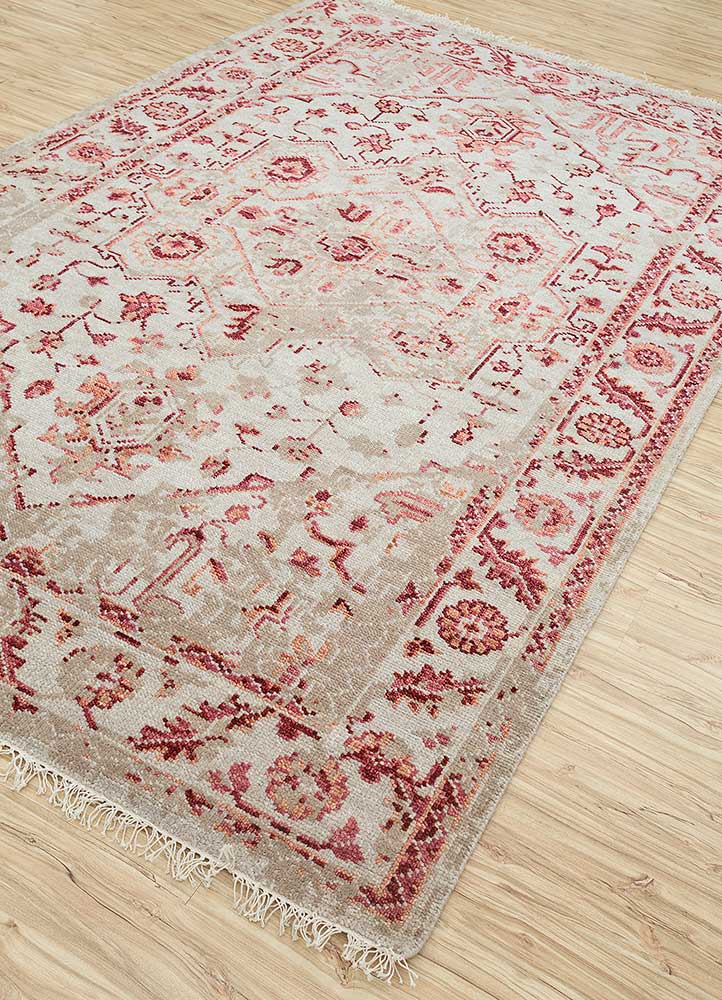 savana red and orange wool Hand Knotted Rug - FloorShot