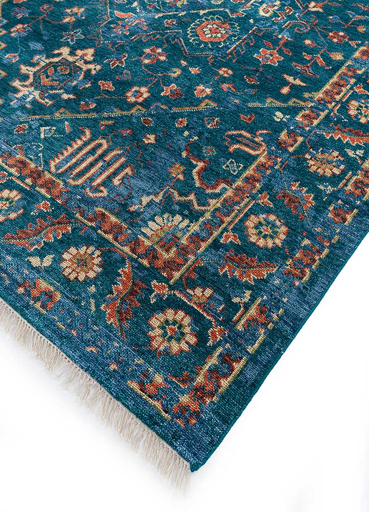 savana blue wool Hand Knotted Rug - FloorShot