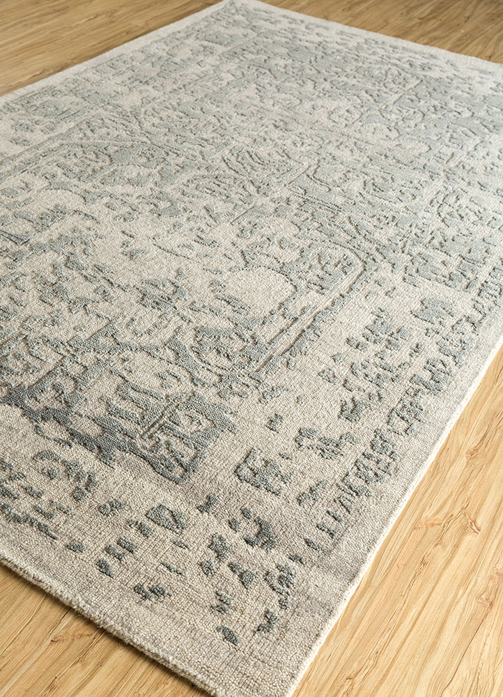 manifest grey and black wool Hand Knotted Rug - FloorShot