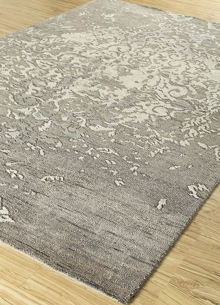clan grey and black wool Hand Knotted Rug - FloorShot