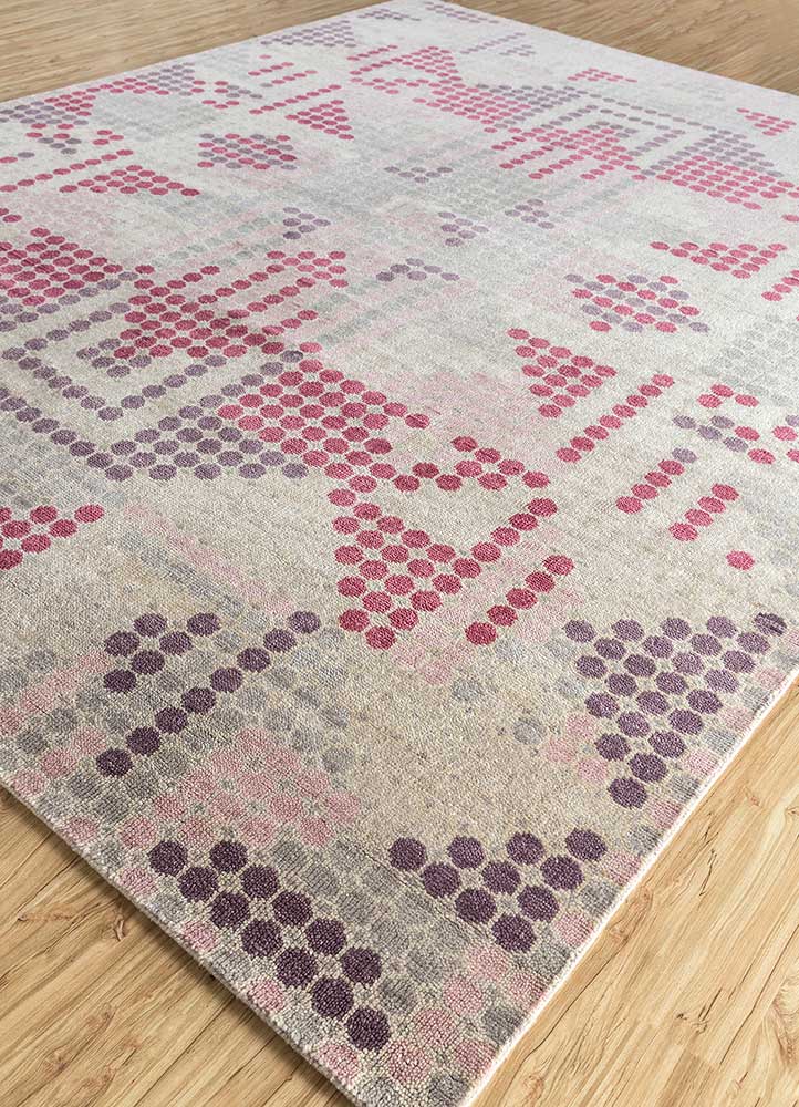 clan pink and purple wool Hand Knotted Rug - FloorShot